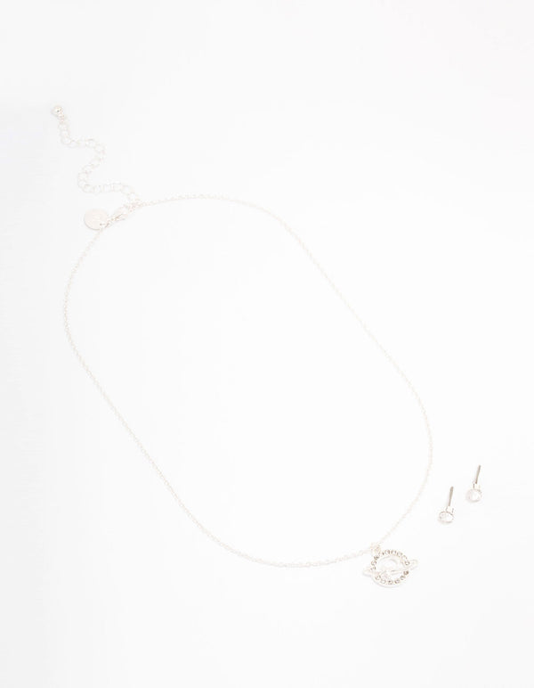 Silver Planet Diamante Jewellery Set