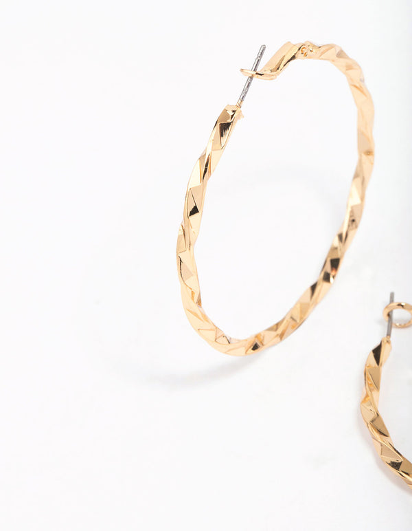 Gold Wrapped Medium Hoop Earrings