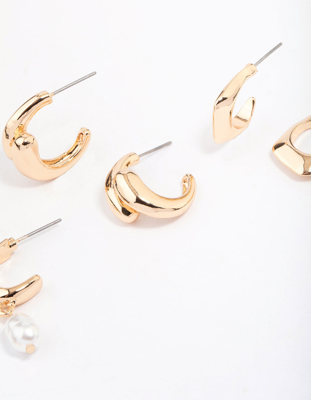 Gold Multi Hoop Pearl Earring Pack