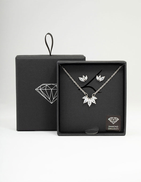 Silver Cubic Zirconia Marquise Jewellery Set