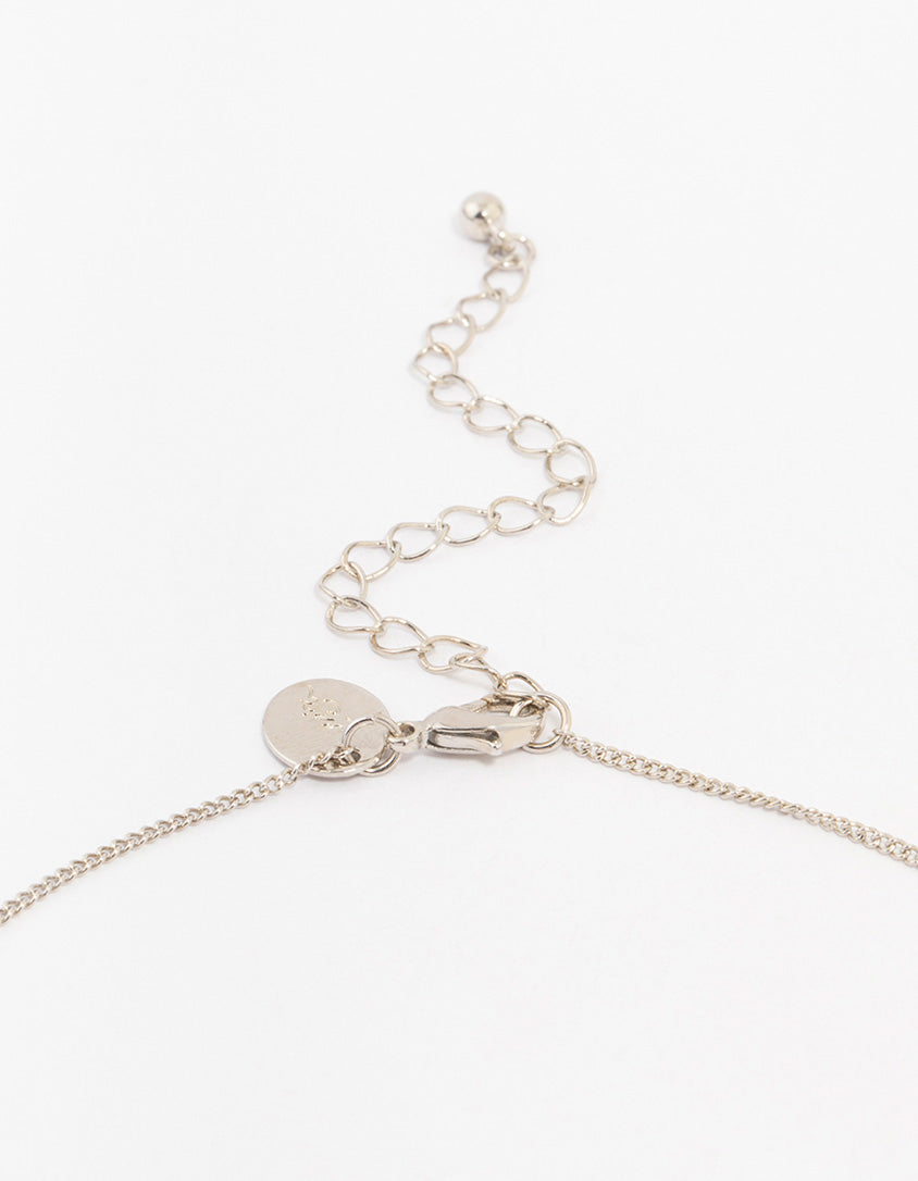 Silver Cubic Zirconia Pear Pendant Necklace