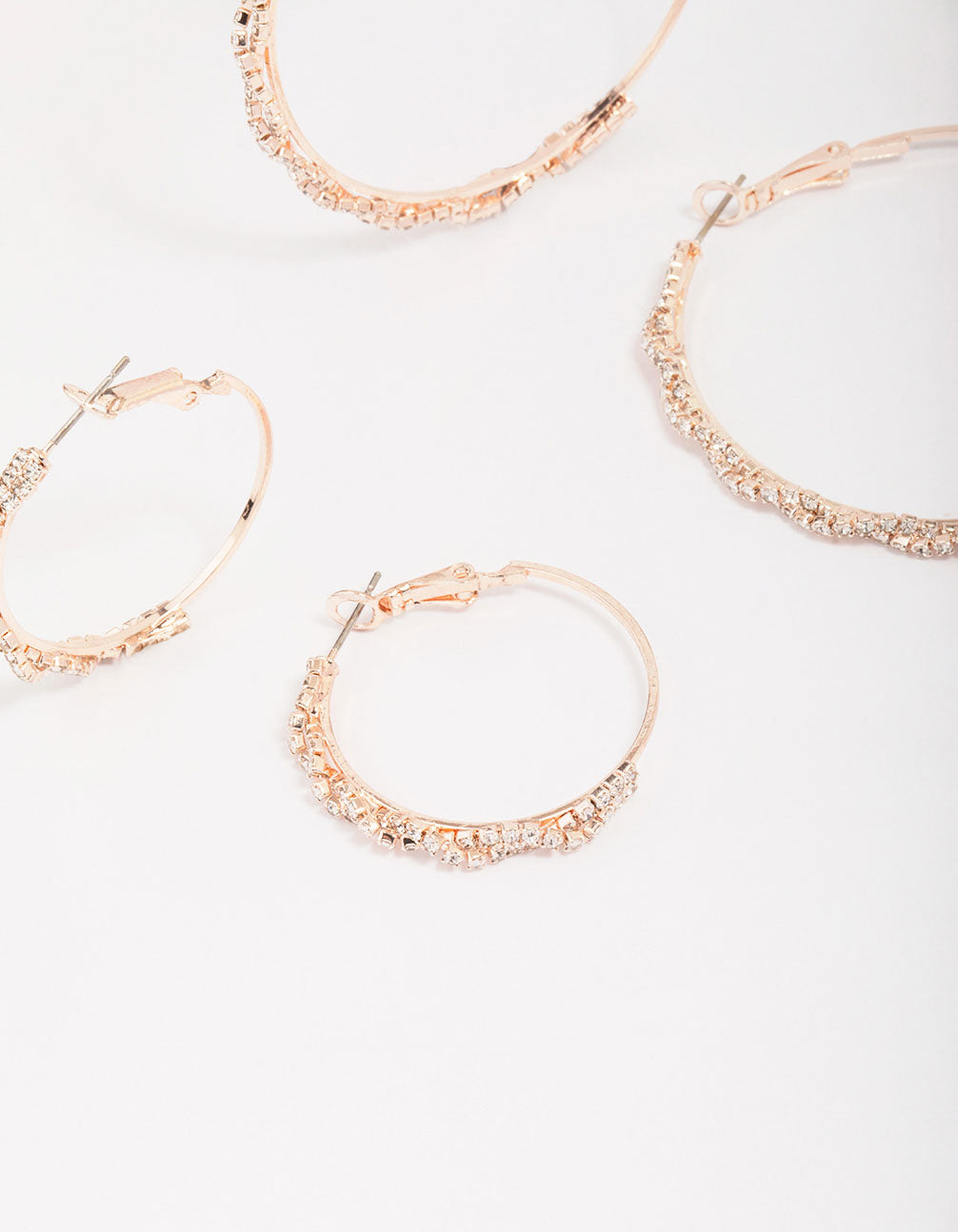 Rose Gold Diamante Oval Earring Pack