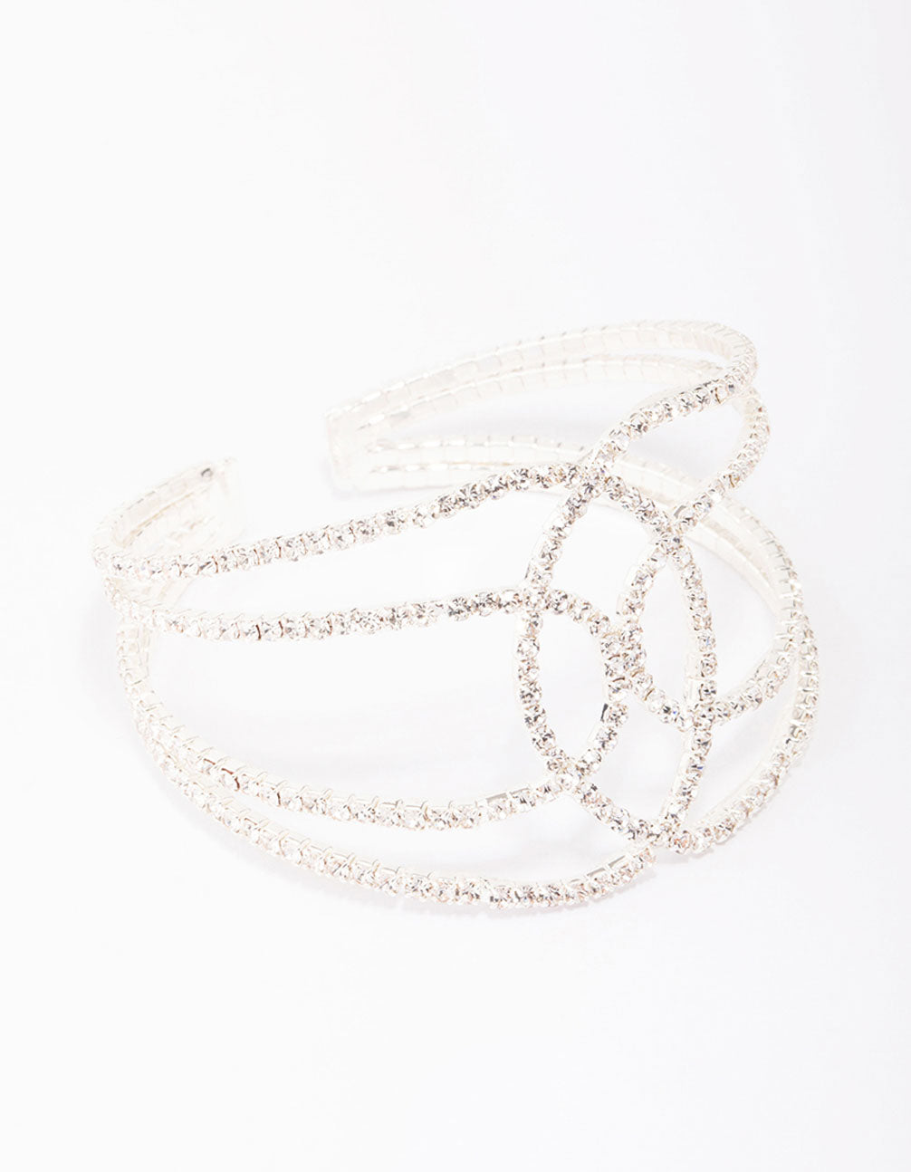Silver Diamante Open Wrist Cuff