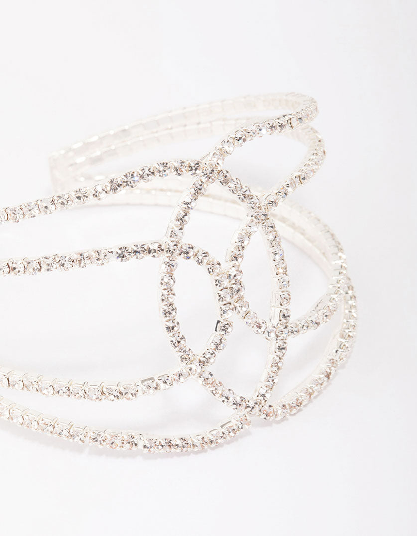 Silver Diamante Open Wrist Cuff