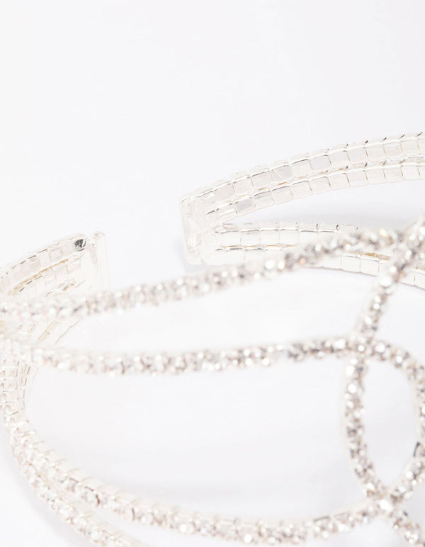 Silver Diamante Open Wrist Cuff