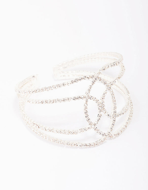 Silver Diamante Open Wrist Cuff
