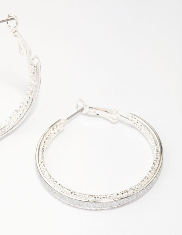 Silver Diamante Large Hoop Earrings