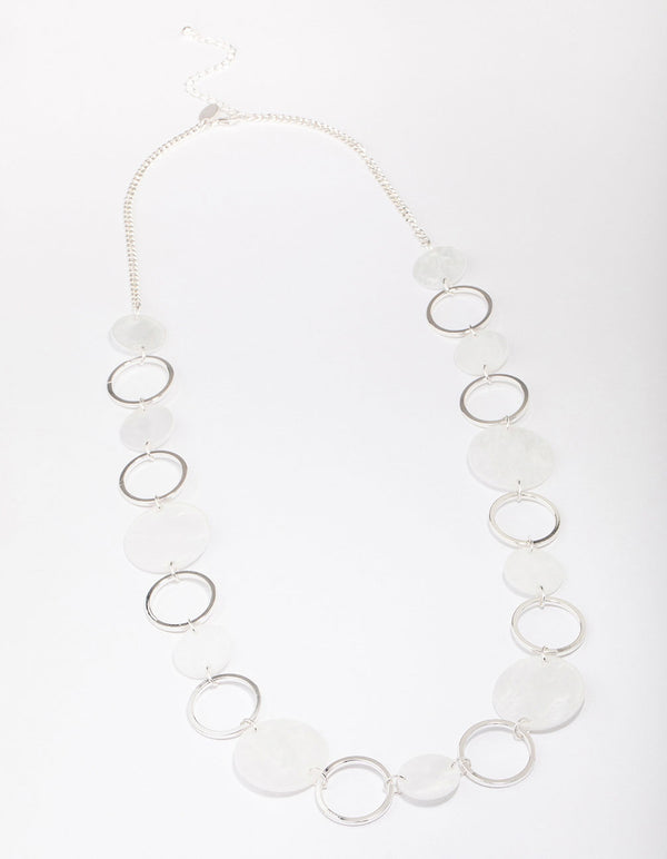 Silver Station & White Disc Necklace