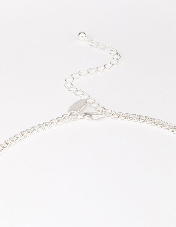 Silver Station & White Disc Necklace