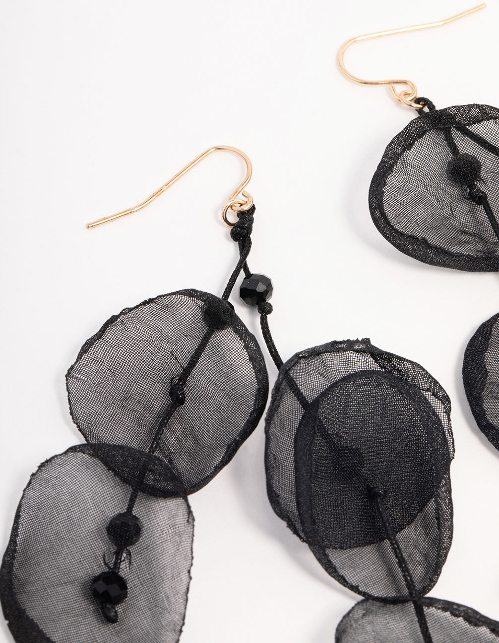 Fabric Flower Multi Drop Earrings