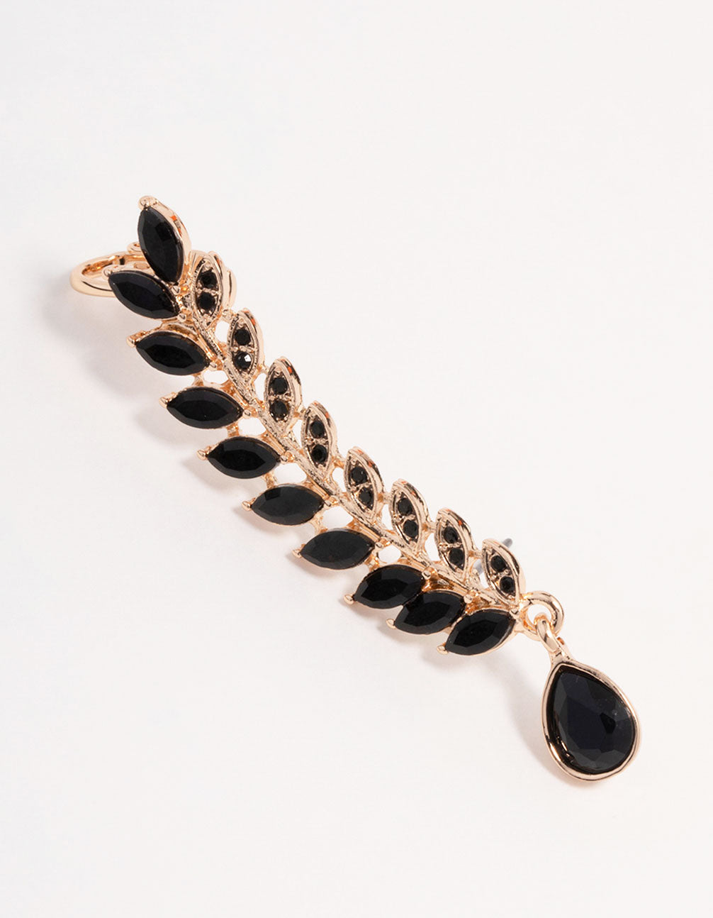 Gold Jet Stone Earring Cuff
