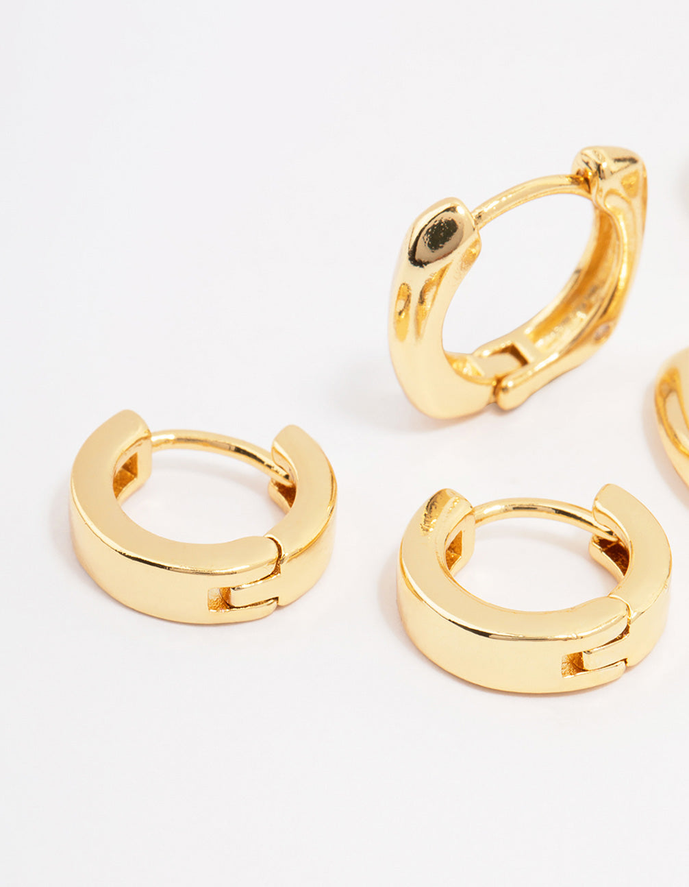 Gold Plated Brass Chunky Rope Huggie Hoop Earring 3-Pack