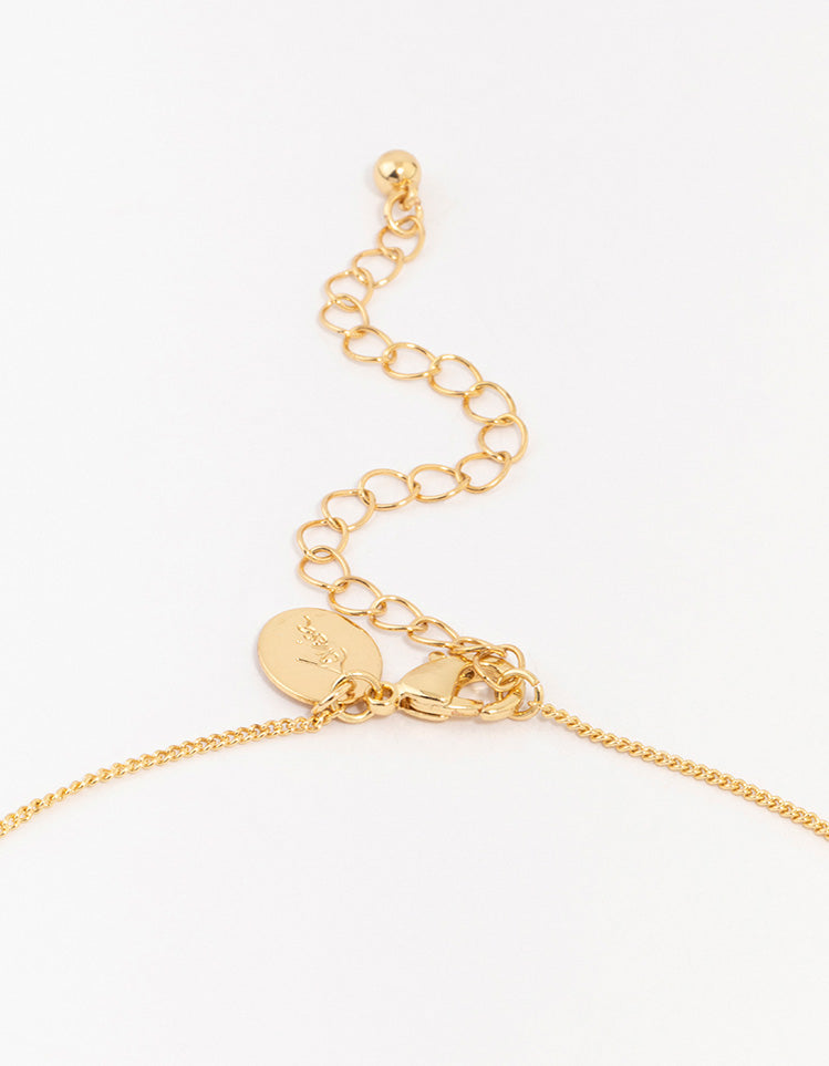 Gold Plated Brass Organic Round Star Pendant Necklace