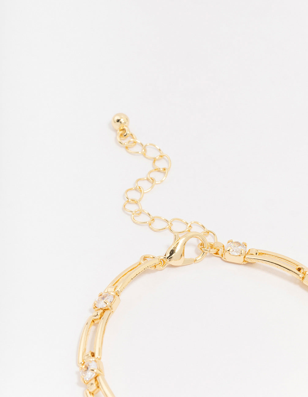 Gold Plated Brass Rectangular Square Cubic Zirconia Bracelet