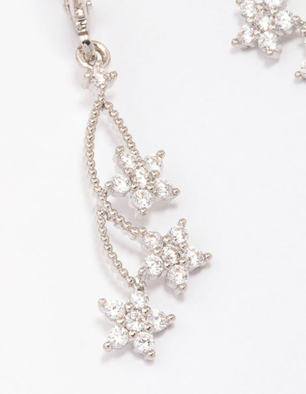 Silver Cubic Zirconia Celestial Hoop Earrings