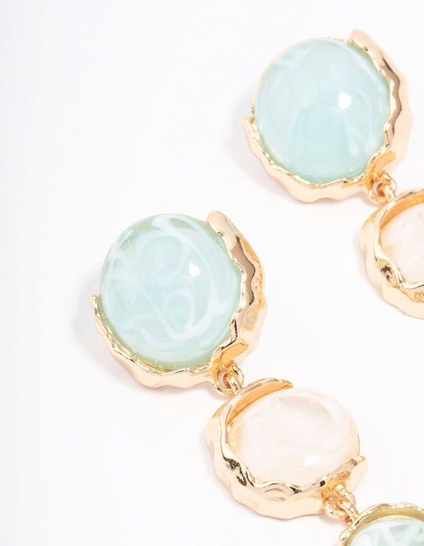 Gold Molten Round Drop Earrings