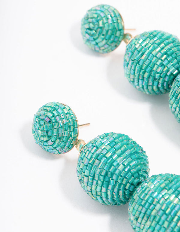 Blue Triple Ball Drop Earrings