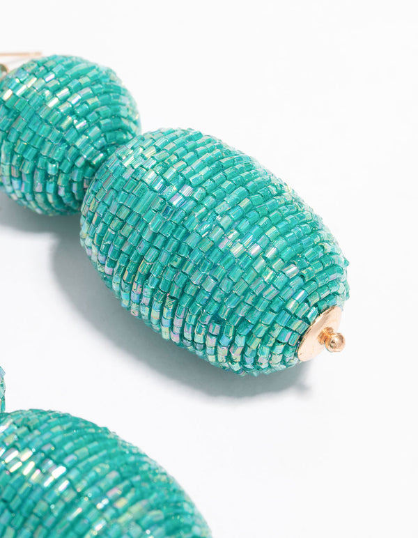Blue Triple Ball Drop Earrings