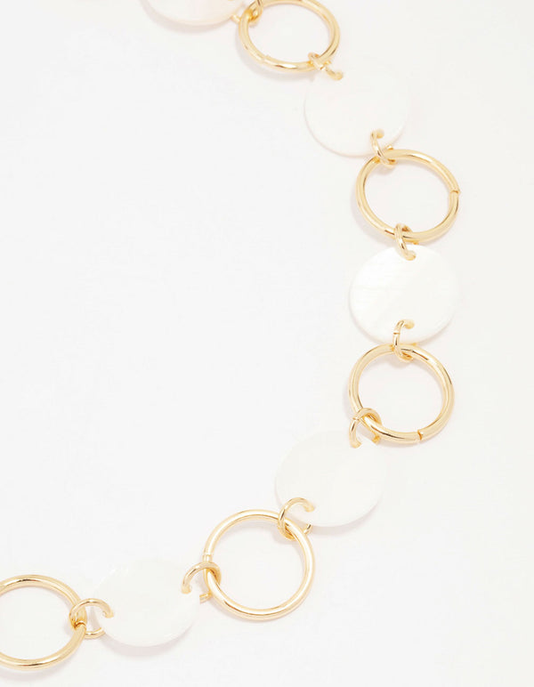 Gold Disc Link Choker Necklace