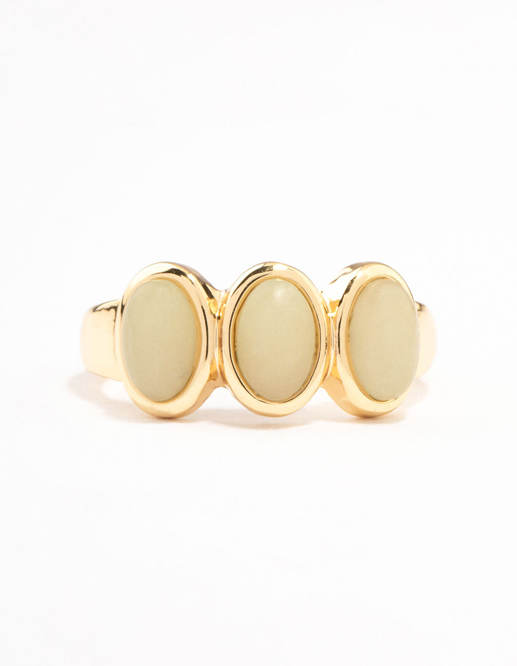 Gold Plated Trio Oval Stone Ring