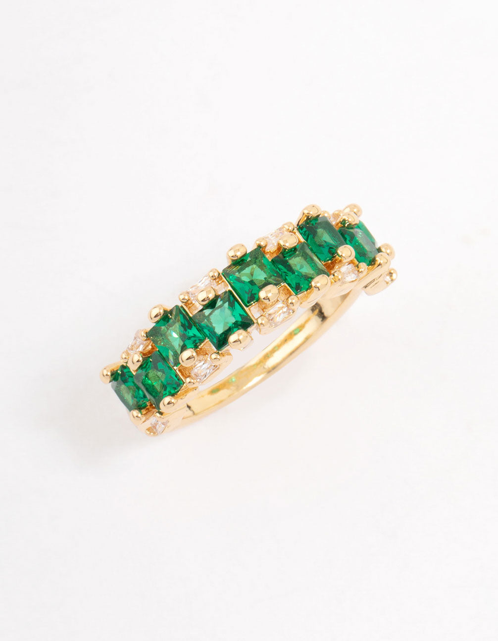 Gold Plated Staggered Emerald Band Ring