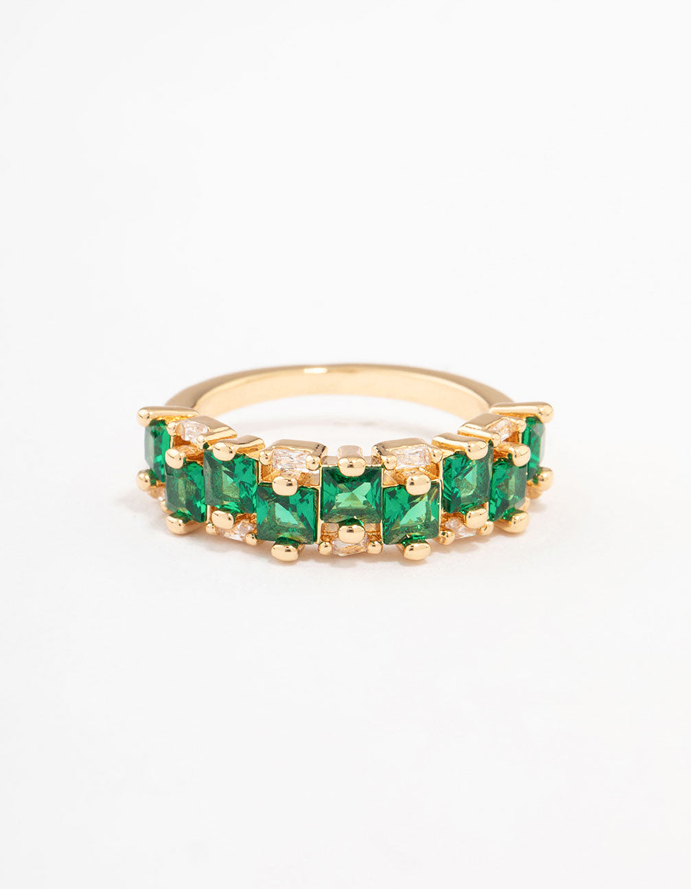 Gold Plated Staggered Emerald Band Ring
