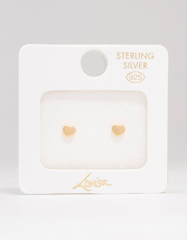 Gold Plated Sterling Silver Heart Stud Earrings