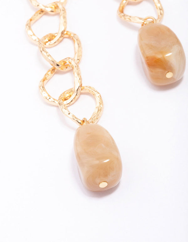Gold Link Chain Drop Earrings