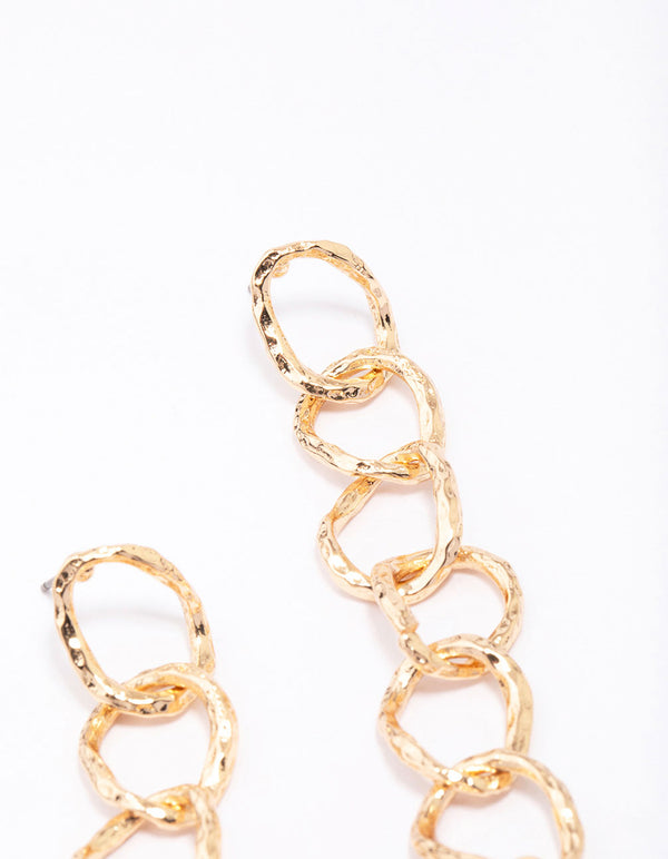Gold Link Chain Drop Earrings