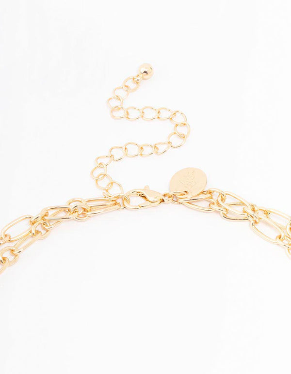 Gold & Red Genuine Shell Circular Layered Disc Necklace