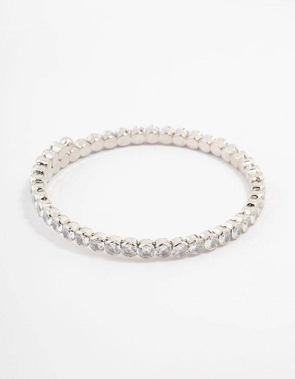 Silver Cubic Zirconia Round Stone Bracelet