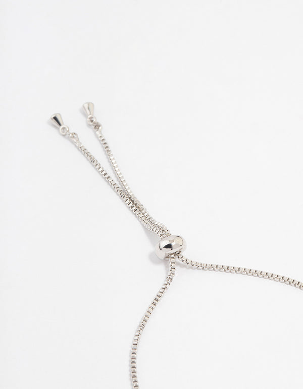 Silver Cubic Zirconia Round Cross Toggle Bracelet