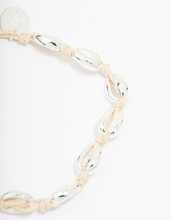 Silver Molten Seashell Toggle Bracelet