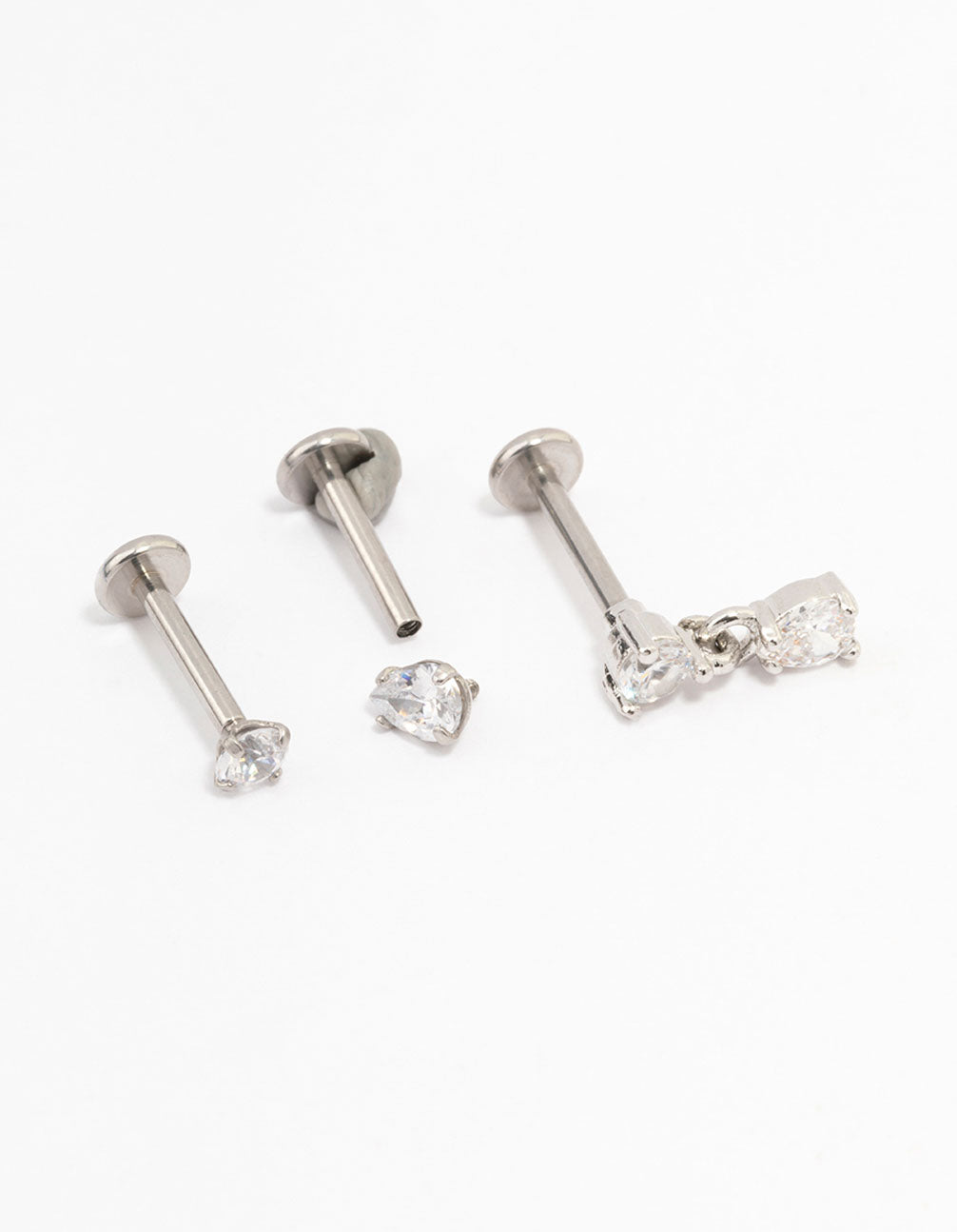 Surgical Steel Pear Cubic Zirconia Drop Flat Backs 3-Pack