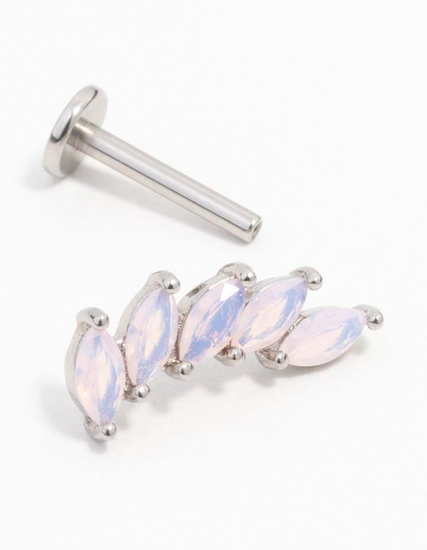 Surgical Steel Cubic Zirconia Stacked Leaf Flat Back