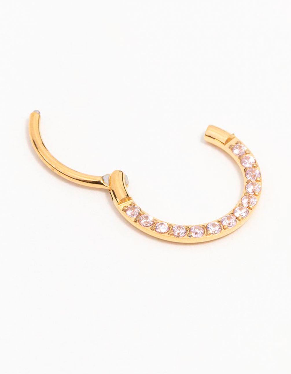 Gold Plated Surgical Steel Cubic Zirconia Clicker Earring 8MM