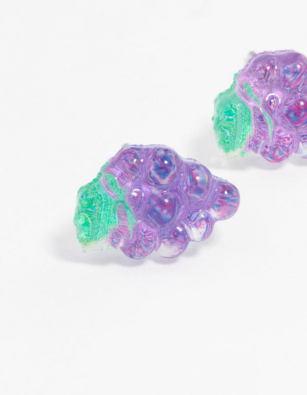 Purple Grape Bunch Stud Earrings
