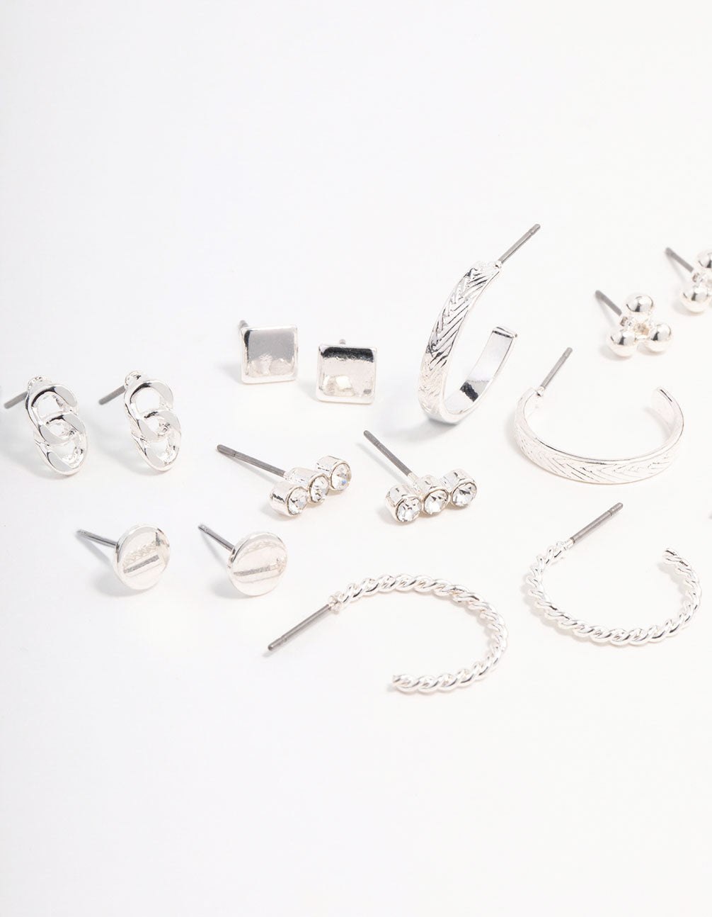 Silver Stud & Hoop Basic Earring Pack