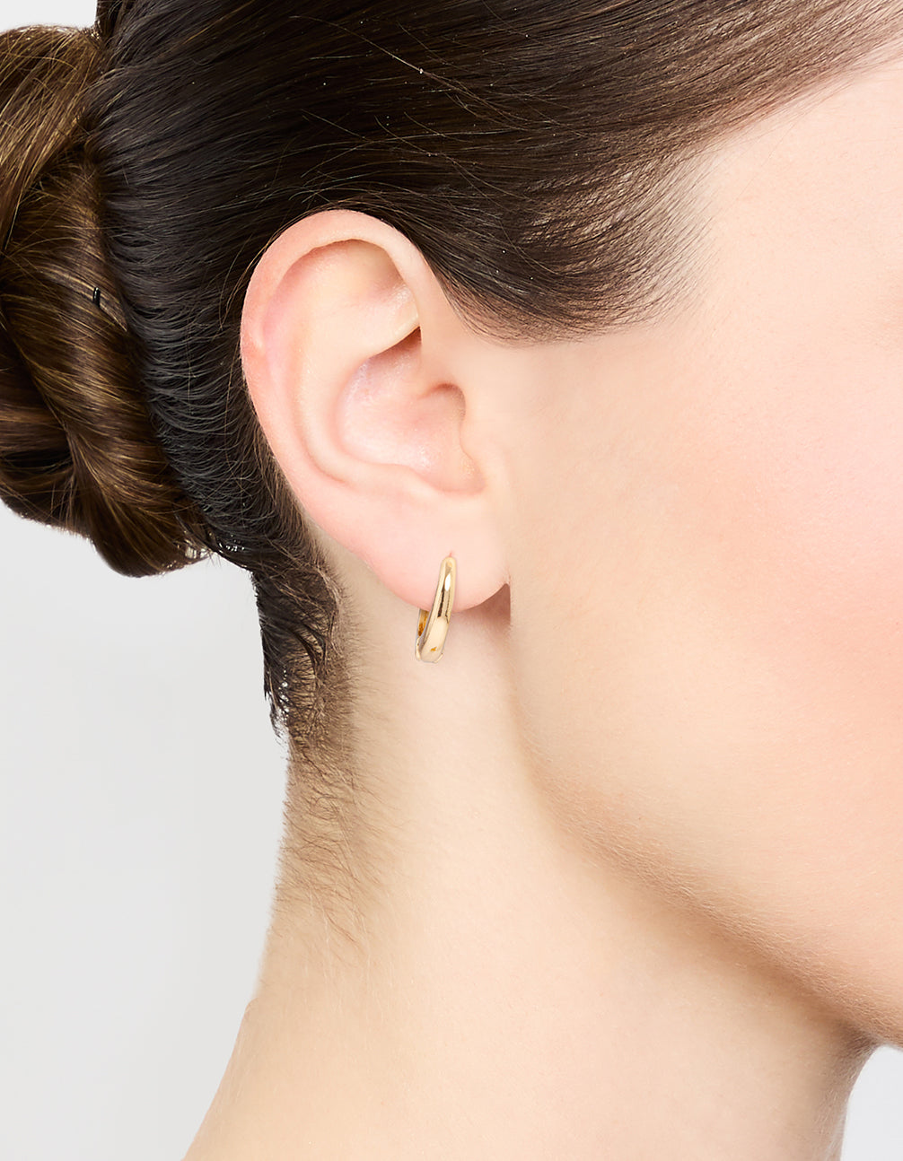 Gold Plain Clicker Huggie Earrings