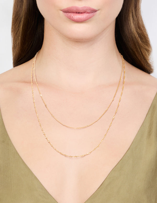 Gold Rope Double Chain Necklace