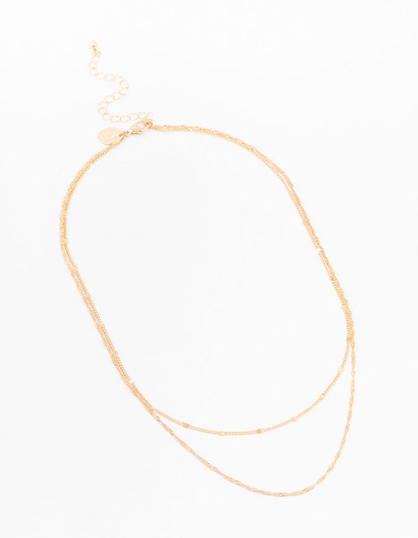 Gold Rope Double Chain Necklace