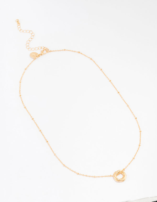 Gold Ball Chain O Ring Necklace