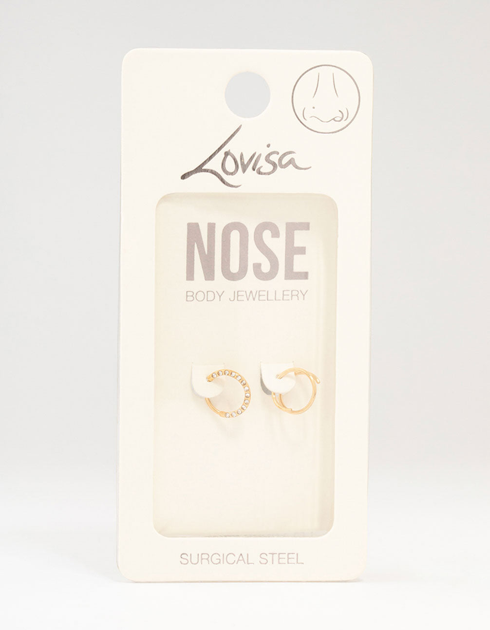 Gold Plated Cubic Zirconia And Spiral Nose 2-Pack