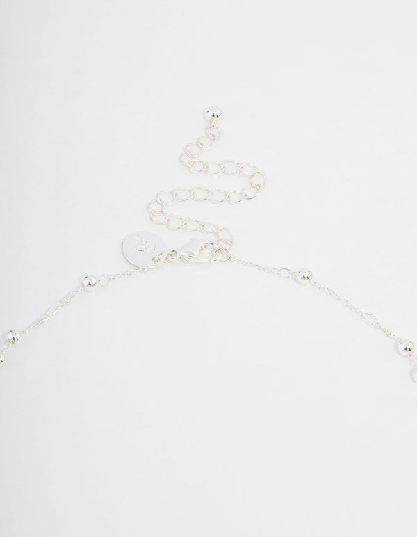 Silver Plated Mary Cross Ball Necklace