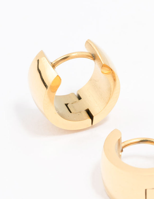 Waterproof Gold Plated Stainless Steel Huggie Hoop Earrings