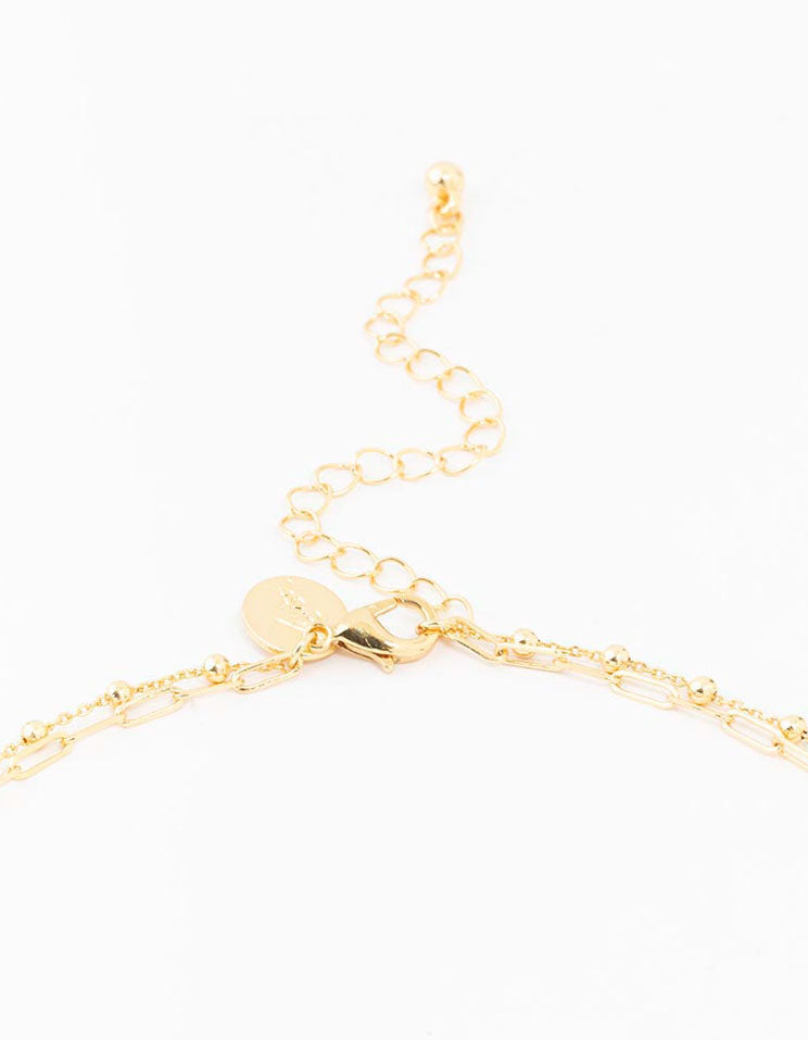Gold Plated Mary Satellite Layered Pendant Necklace