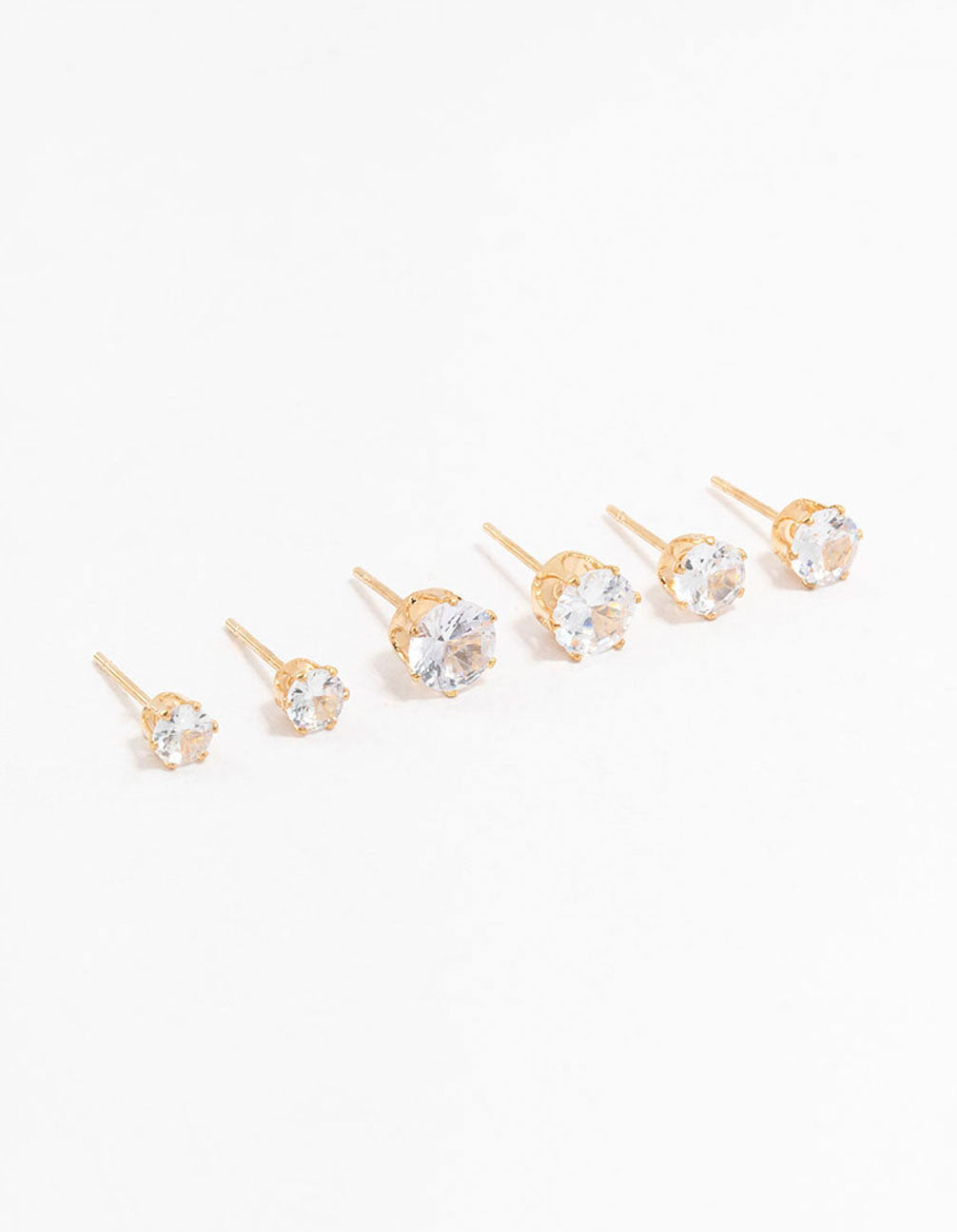 Gold Graduating Diamante Stud Earrings 3-Pack