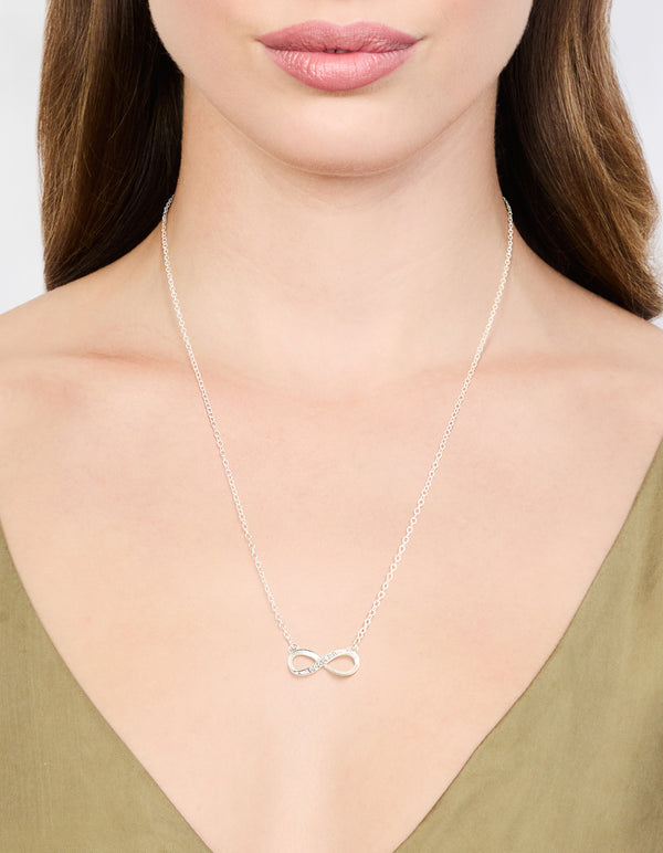 Silver Encased Diamante Infinity Necklace