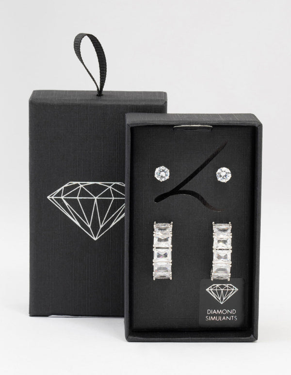 Silver Cubic Zirconia Hoop & Earrings Multipack