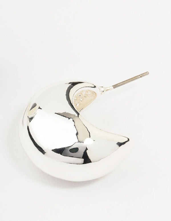 Silver Plated Brass Chunky Hoop Earrings